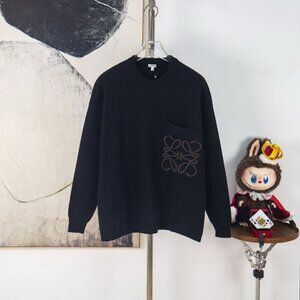 LOEWE Black Jacquard Wool Blend Knit Pullover Sweater